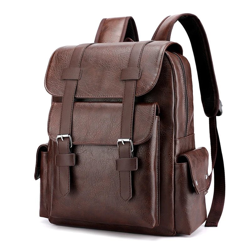 Men's PU Leather Backpack – Large Laptop Bag, Schoolbag for Teen Boys, Black & Brown Mochilas Sac à Dos – Xeoloex.