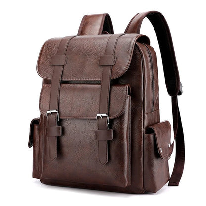 Men's PU Leather Backpack – Large Laptop Bag, Schoolbag for Teen Boys, Black & Brown Mochilas Sac à Dos – Xeoloex.