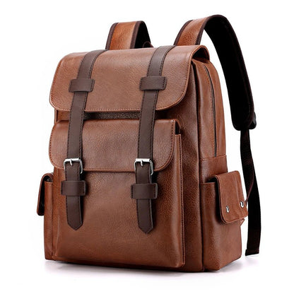Men's PU Leather Backpack – Large Laptop Bag, Schoolbag for Teen Boys, Black & Brown Mochilas Sac à Dos – Xeoloex.