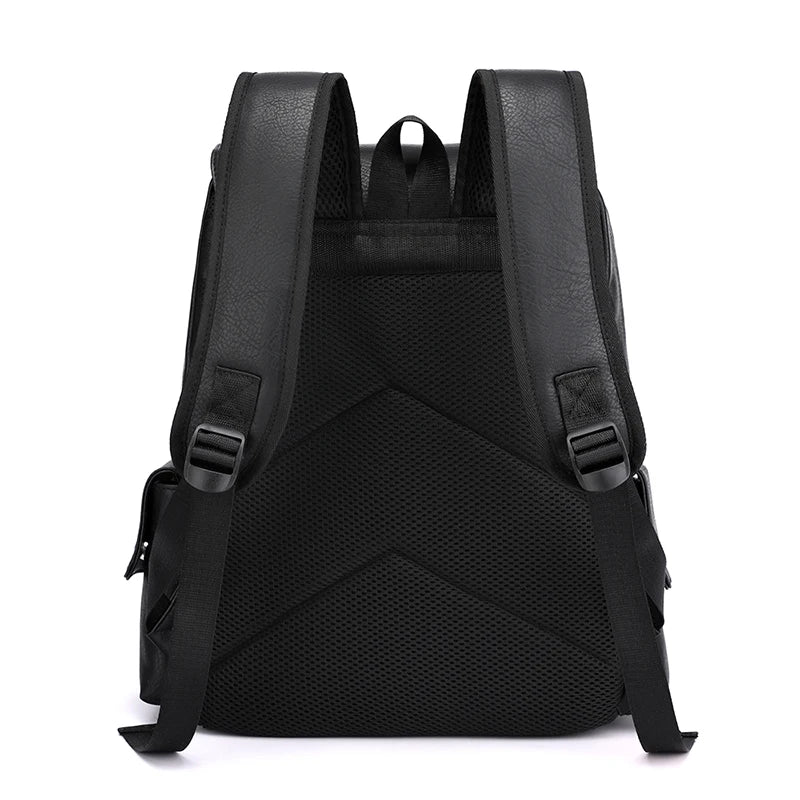 Men's PU Leather Backpack – Large Laptop Bag, Schoolbag for Teen Boys, Black & Brown Mochilas Sac à Dos – Xeoloex.
