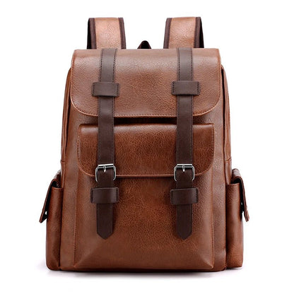Men's PU Leather Backpack – Large Laptop Bag, Schoolbag for Teen Boys, Black & Brown Mochilas Sac à Dos – Xeoloex.