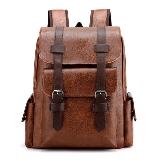Men's PU Leather Backpack – Large Laptop Bag, Schoolbag for Teen Boys, Black & Brown Mochilas Sac à Dos – Xeoloex.
