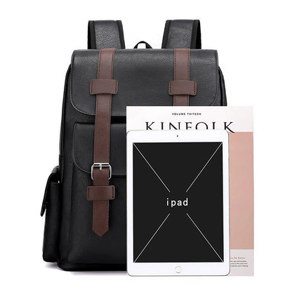 Men's PU Leather Backpack – Large Laptop Bag, Schoolbag for Teen Boys, Black & Brown Mochilas Sac à Dos – Xeoloex.