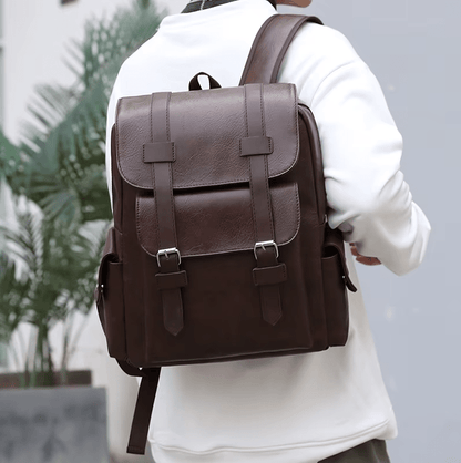 Men's PU Leather Backpack – Large Laptop Bag, Schoolbag for Teen Boys, Black & Brown Mochilas Sac à Dos – Xeoloex.