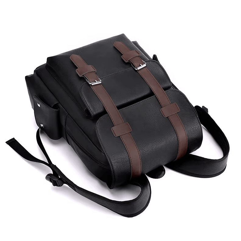 Men's PU Leather Backpack – Large Laptop Bag, Schoolbag for Teen Boys, Black & Brown Mochilas Sac à Dos – Xeoloex.