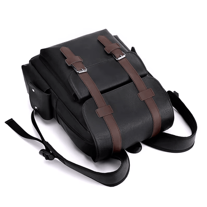 Men's PU Leather Backpack – Large Laptop Bag, Schoolbag for Teen Boys, Black & Brown Mochilas Sac à Dos – Xeoloex.