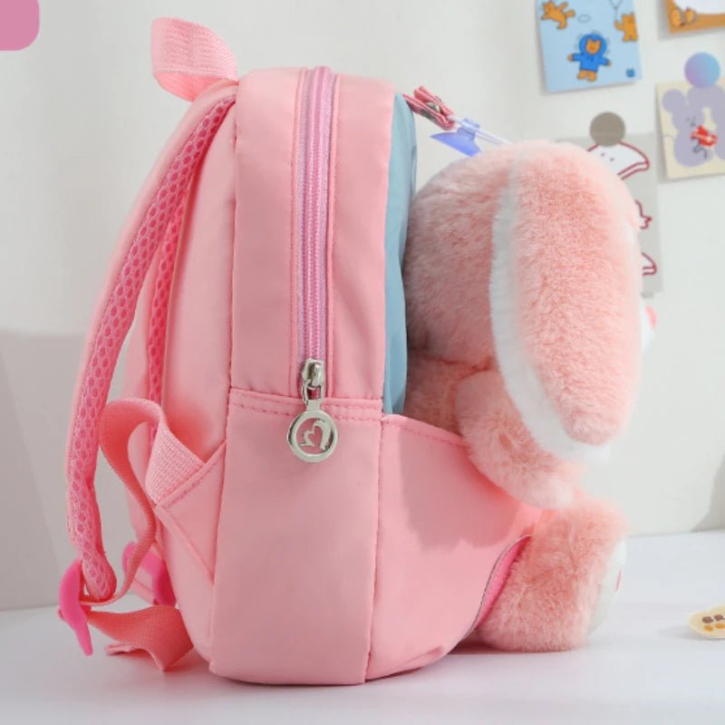 Plush 3D Rabbit Backpack for Kids – Cute Bow Tie Cartoon School Bag for Boys & Girls, Preschool & Kindergarten – Xeoloex.