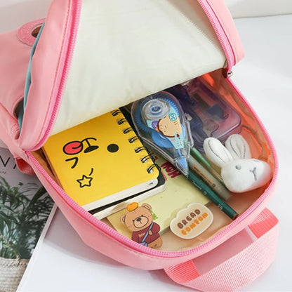 Plush 3D Rabbit Backpack for Kids – Cute Bow Tie Cartoon School Bag for Boys & Girls, Preschool & Kindergarten – Xeoloex.