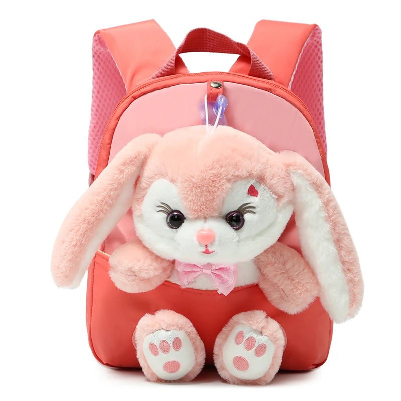 Plush 3D Rabbit Backpack for Kids – Cute Bow Tie Cartoon School Bag for Boys & Girls, Preschool & Kindergarten – Xeoloex.