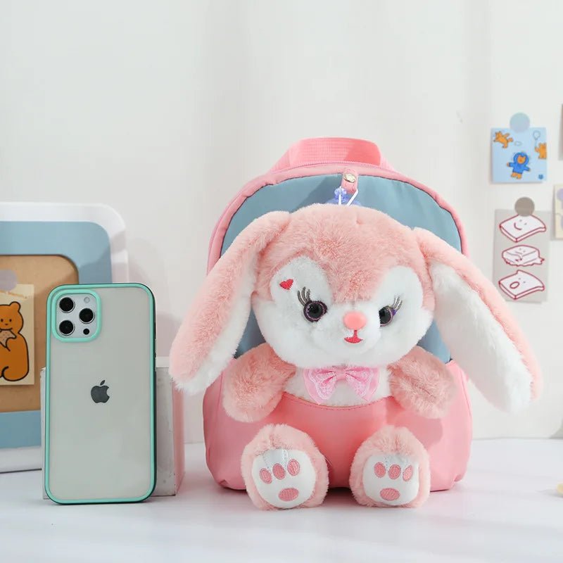 Plush 3D Rabbit Backpack for Kids – Cute Bow Tie Cartoon School Bag for Boys & Girls, Preschool & Kindergarten – Xeoloex.