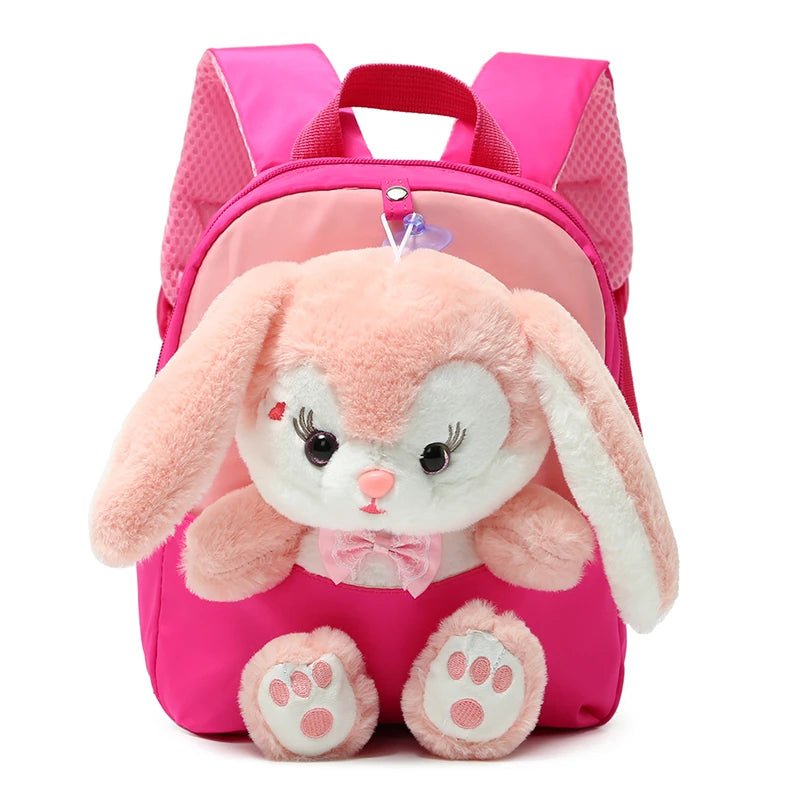 Plush 3D Rabbit Backpack for Kids – Cute Bow Tie Cartoon School Bag for Boys & Girls, Preschool & Kindergarten – Xeoloex.