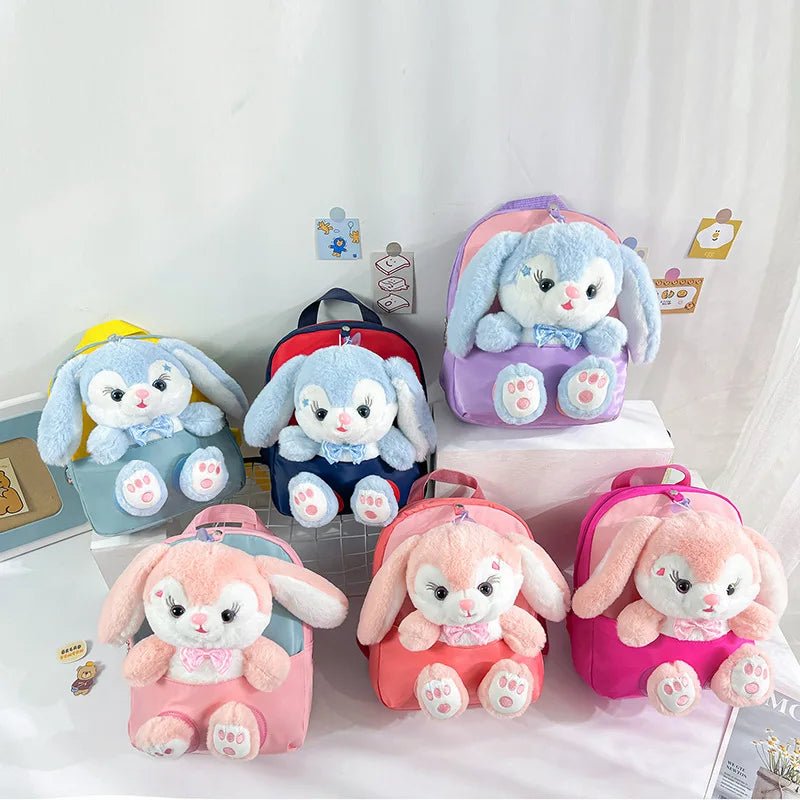 Plush 3D Rabbit Backpack for Kids – Cute Bow Tie Cartoon School Bag for Boys & Girls, Preschool & Kindergarten – Xeoloex.