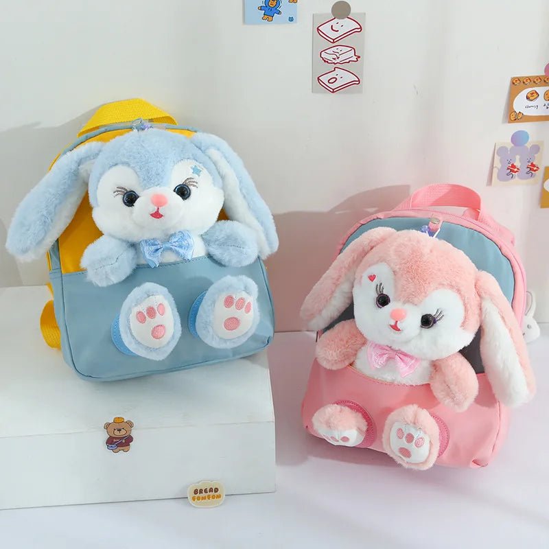 Plush 3D Rabbit Backpack for Kids – Cute Bow Tie Cartoon School Bag for Boys & Girls, Preschool & Kindergarten – Xeoloex.