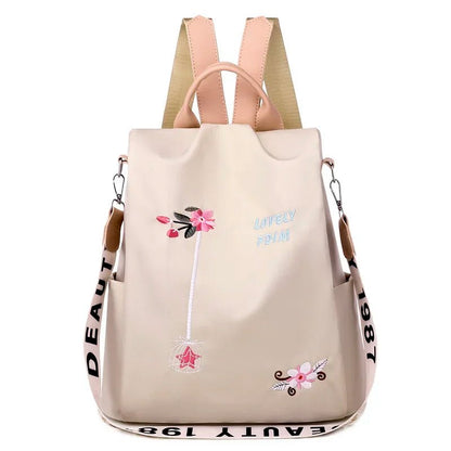 Waterproof Oxford Women's Backpack – Fashionable Embroidery, Large-Capacity Travel Handbag & Shopping Knapsack – Xeoloex.