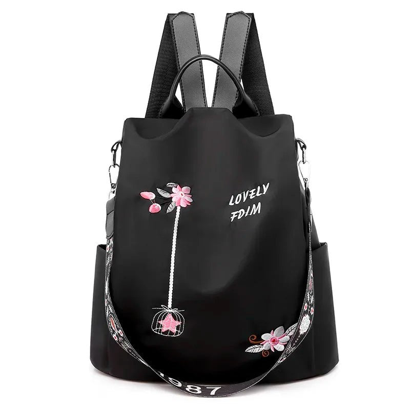 Waterproof Oxford Women's Backpack – Fashionable Embroidery, Large-Capacity Travel Handbag & Shopping Knapsack – Xeoloex.