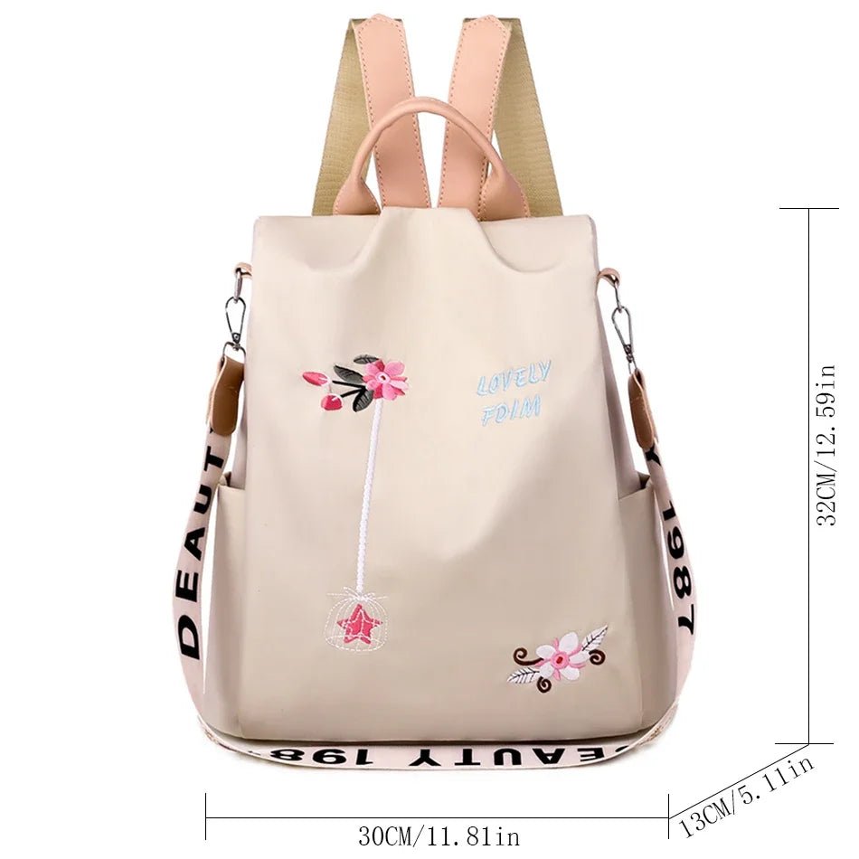 Waterproof Oxford Women's Backpack – Fashionable Embroidery, Large-Capacity Travel Handbag & Shopping Knapsack – Xeoloex.