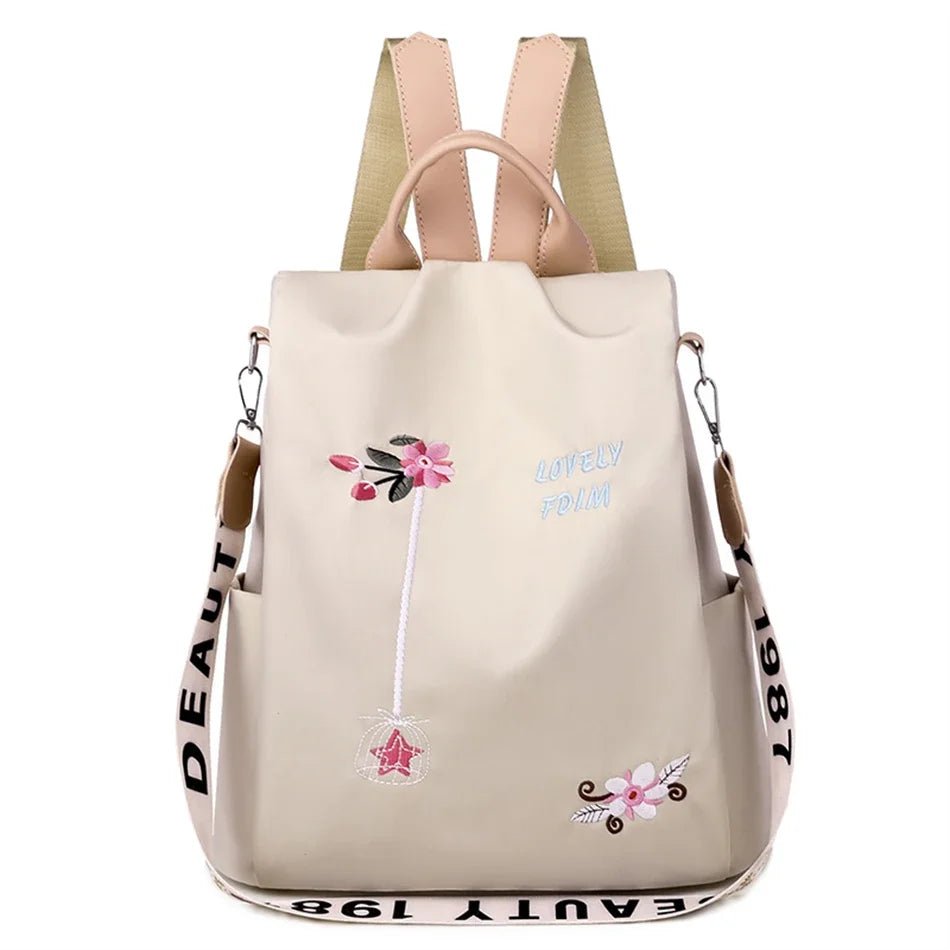 Waterproof Oxford Women's Backpack – Fashionable Embroidery, Large-Capacity Travel Handbag & Shopping Knapsack – Xeoloex.