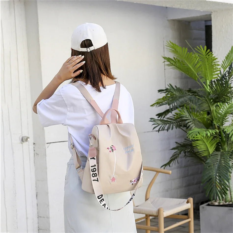 Waterproof Oxford Women's Backpack – Fashionable Embroidery, Large-Capacity Travel Handbag & Shopping Knapsack – Xeoloex.